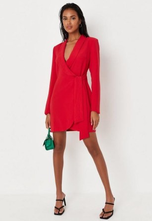 MISSGUIDED red tie side blazer dress – date night outfit – going out evening dresses