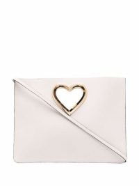 RED(V) heart handle clutch bag – small latte white handbags – pouch style bags – hearts – FARFETCH – chic handbag with detachable shoulder strap