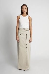 CAMILLA AND MARC Silas Skirt in Oyster – belted button detail trench inspired faux wrap skirts