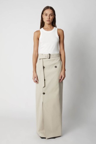 CAMILLA AND MARC Silas Skirt in Oyster – belted button detail trench inspired faux wrap skirts - flipped