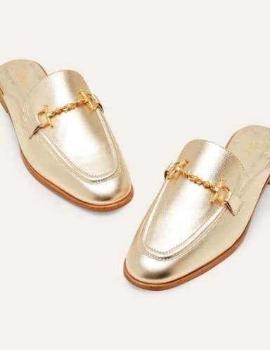 Boden Snaffle Detail Backless Loafer Gold Metallic / luxe mule style loafers - flipped