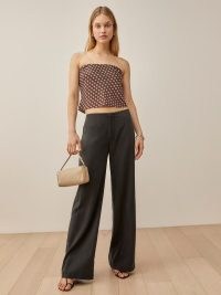 REFORMATION Spritz Silk Top in Palladio ~ casual and chic summer look ~ brown printed strapless tops ~ bandeau design fashion