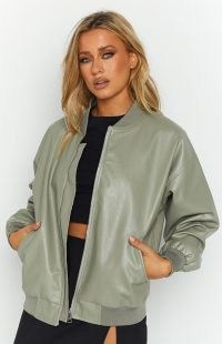 BEGINNING BOUTIQUE Steven Green PU Bomber Jacket | women’s on-trend faux leather zip up front jackets