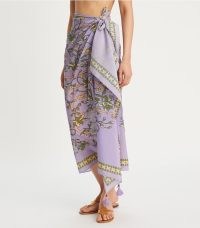 Tory Burch PRINTED PAREO in Lilac Garden Medallion ~ floral pareos ~ poolside fashion ~ tasselled sarongs