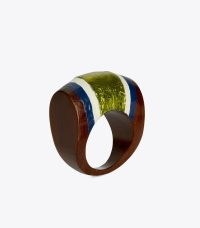 Tory Burch GEO RING ~ women’s chunky wood painted statement rings ~ wooden jewellery