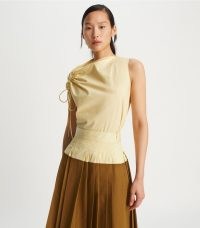 Tory Burch RUCHED COTTON POPLIN TOP in CUSTARD ~ chic contemporary asymmetric tops