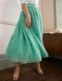 Boden Tulle Midi Skirt Soft Green ~ full ruffled skirts