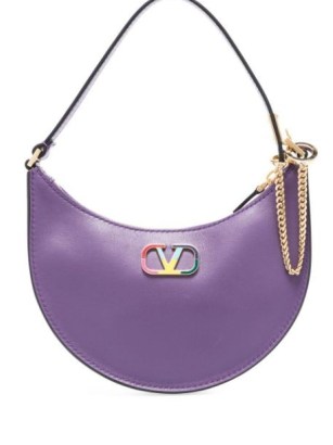 Valentino Garavani VLogo violet leather hobo mini bag - flipped