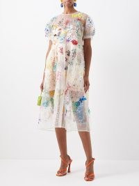 ASHISH Confetti sequinned floral silk-organza maxi dress ~ romantic sequin covered sheer overlay dresses ~ luxe occasion clothes