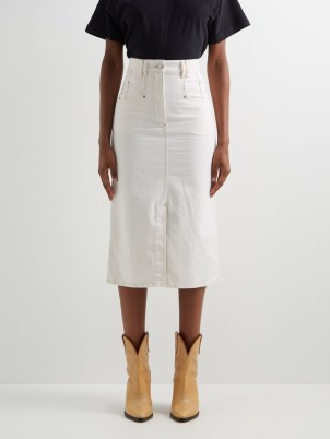 ISABEL MARANT Dipoma denim midi skirt ~ white summer skirts ~ wardrobe essentials ~ French designers at MATCHESFASHION - flipped
