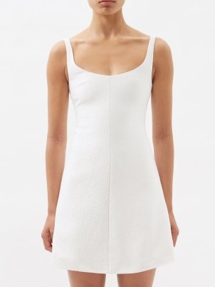 EMILIA WICKSTEAD Talia square-neck twill dress ~ white evening mini dresses - flipped