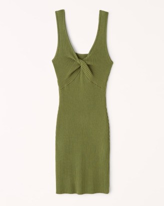 Abercrombie & Fitch Reversible Knit Mini Dress Olive ~ green knitted tank dresses - flipped