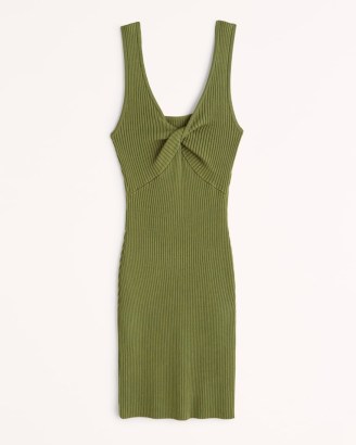 Abercrombie & Fitch Reversible Knit Mini Dress Olive ~ green knitted tank dresses