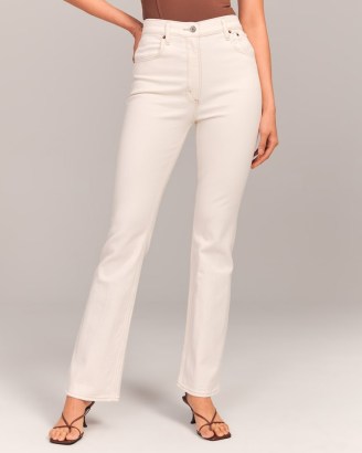 Abercrombie & Fitch Ultra High Rise Vintage Flare Jean in Cream | women’s casual denim fashion | womens 70s inspired jeans | summer flares - flipped
