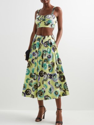 JASON WU COLLECTION Tie-dye pleated cotton midi skirt / yellow and green summer event skirts / soft pleats / womens warm weather occasion clothes / MATCHESFASHION women’s designer fashion - flipped