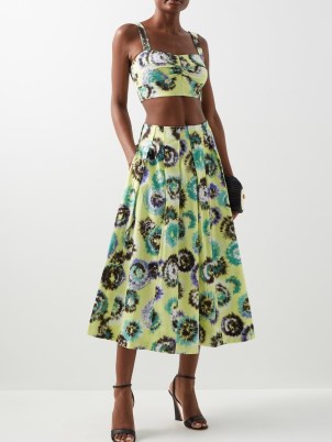 JASON WU COLLECTION Tie-dye pleated cotton midi skirt / yellow and green summer event skirts / soft pleats / womens warm weather occasion clothes / MATCHESFASHION women’s designer fashion