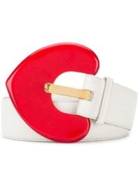 Yves Saint Laurent Pre-Owned Heart belt – women’s white and red leather designer belts – hearts on womens accessories – FARFETCH