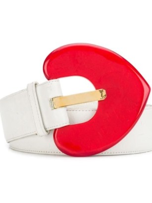 Yves Saint Laurent Pre-Owned Heart belt – women’s white and red leather designer belts – hearts on womens accessories – FARFETCH - flipped