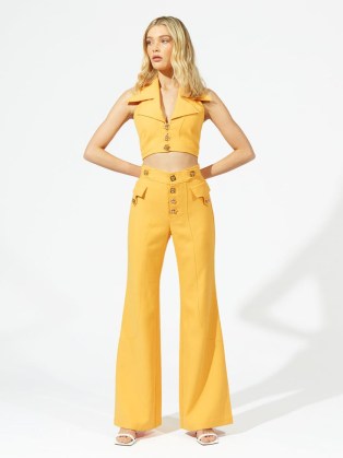 AIR FRANCE PANT in Dandelion | cool yellow retro inspired flares | womens flared vintage style trousers | women’s pocket and button detail flare hem pants | alice McCALL - flipped