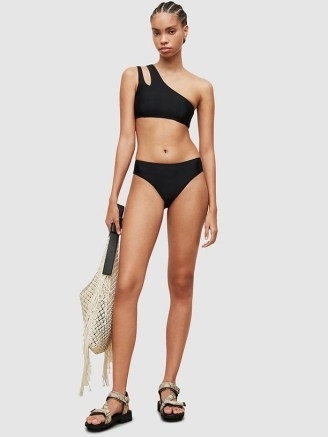 John Lewis AllSaints Cara One Shoulder Bikini Top, Black – super comfortable and comes with a double strap that creates a cutout detail from front to back