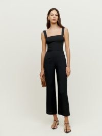 Reformation Alva Jumpsuit in Black ~ sleeveless square neck crop leg jumpsuits ~ chic summer fashion to dress up or down ~ add luxe style accessories for an effortless occasion look
