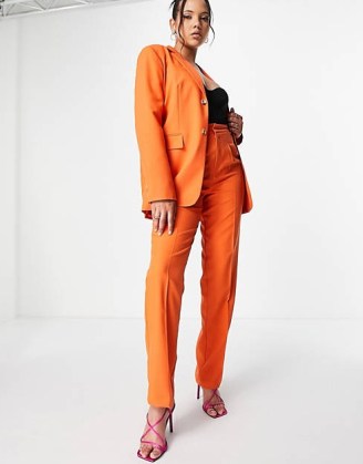 ASOS DESIGN Tall masculine suit blazer in orange / women’s vibrant coloured blazers / womens bright jackets - flipped