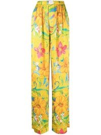 Balenciaga floral-print straight-leg pajama trousers – women’s multicoloured flower printed pants – womens designer fashion – farfetch – crease effect clothes