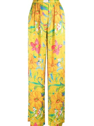 Balenciaga floral-print straight-leg pajama trousers – women’s multicoloured flower printed pants – womens designer fashion – farfetch – crease effect clothes - flipped