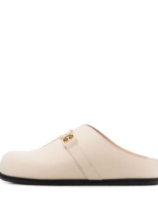 Bally Francine logo-plaque 30mm slippers in Bone White | women’s slip on flats | womens casual footwear | FARFETCH