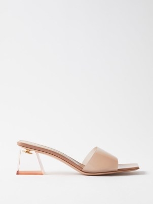 GIANVITO ROSSI Cosmic 55 perspex-heel PVC and leather mules ~ beige clear block heel mule sandals ~ women’s designer shoes ~ MATCHESFASHION - flipped