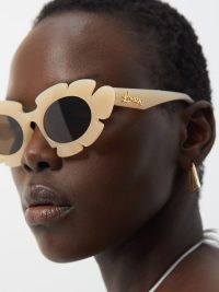 LOEWE X PAULAS IBIZA Flower cat-eye acetate sunglasses – beige floral themed sunnies – women’s vacation eyewear – womens designer summer holiday accessories at MATCHESFASHION