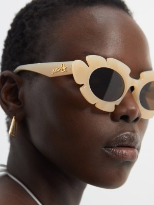 LOEWE X PAULAS IBIZA Flower cat-eye acetate sunglasses – beige floral themed sunnies – women’s vacation eyewear – womens designer summer holiday accessories at MATCHESFASHION - flipped