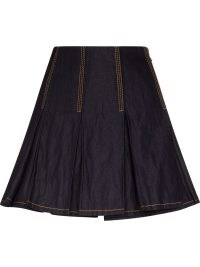 Bottega Veneta crinkled-finish pleated skirt | indigo blue flared pleat-hem skirts | FARFETCH | women’s designer fashion
