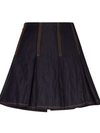 Bottega Veneta crinkled-finish pleated skirt | indigo blue flared pleat-hem skirts | FARFETCH | women’s designer fashion - flipped
