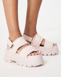 Buffalo Aspha STR vegan platform sandals in rose ~ chunky pale pink platforms ~ women’s summer footwear ~ asos