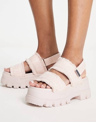 Buffalo Aspha STR vegan platform sandals in rose ~ chunky pale pink platforms ~ women’s summer footwear ~ asos - flipped