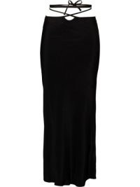 Christopher Esber tie-waist midi skirt | black strappy waist silk satin-finish skirts | womens fashion at FARFETCH