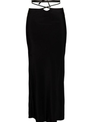 Christopher Esber tie-waist midi skirt | black strappy waist silk satin-finish skirts | womens fashion at FARFETCH - flipped