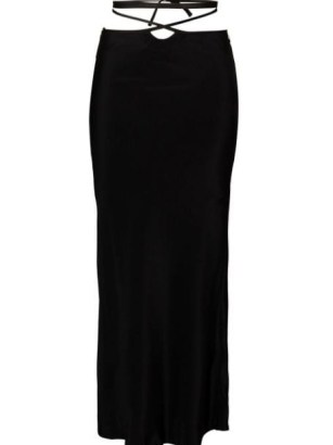 Christopher Esber tie-waist midi skirt | black strappy waist silk satin-finish skirts | womens fashion at FARFETCH