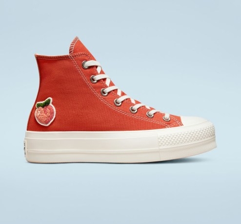 Converse Chuck Taylor All Star Lift Platform Peaches – peach-printed lining – summer-ready style - flipped