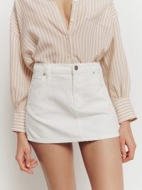 Reformation Cowboy Denim Micro Mini Skirt Vintage White | super short skirts