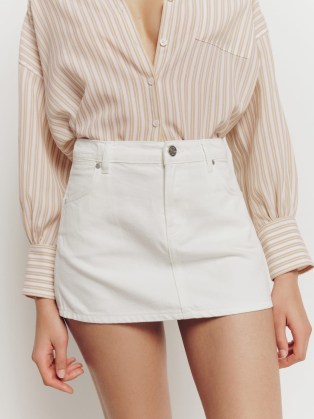 Reformation Cowboy Denim Micro Mini Skirt Vintage White | super short skirts
