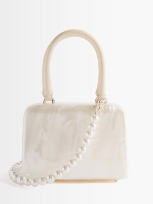 SIMONE ROCHA Faux-pearl and acetate bag ~ small white pearlescent handbags ~ women’s designer vintage style bags ~ MATCHESFASHION - flipped