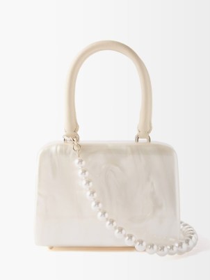 SIMONE ROCHA Faux-pearl and acetate bag ~ small white pearlescent handbags ~ women’s designer vintage style bags ~ MATCHESFASHION