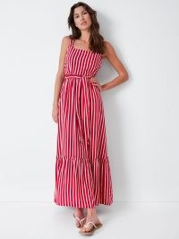 John Lewis Crew Clothing Stripe Tiered Maxi Dress, Scarlet Red – classic stripes – square neckline and a sleeveless design