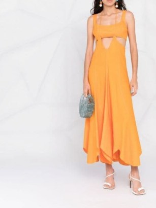 Cult Gaia Eileen cut-out halterneck maxi dress – apricot coloured cutout summer dresses – FARFETCH women’s clothes - flipped