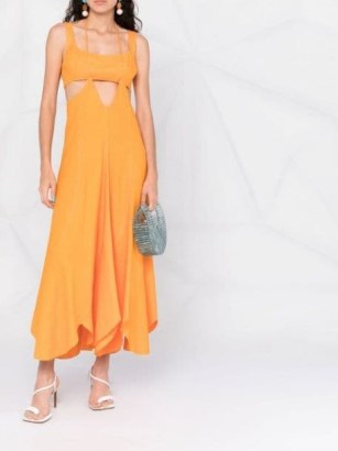Cult Gaia Eileen cut-out halterneck maxi dress – apricot coloured cutout summer dresses – FARFETCH women’s clothes