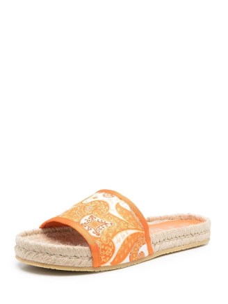 ETRO paisley-print espadrille sandals – women’s orange printed slides - flipped
