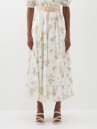 ZIMMERMANN Jeannie belted floral-print cotton maxi skirt | women’s designer flower printed summer skirts | MATCHESFASHION