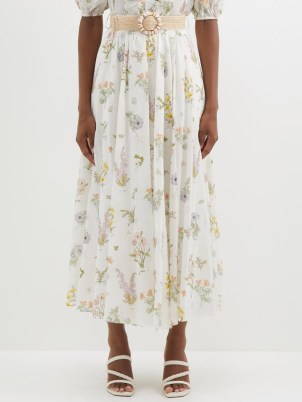 ZIMMERMANN Jeannie belted floral-print cotton maxi skirt | women’s designer flower printed summer skirts | MATCHESFASHION - flipped